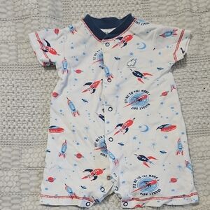 babycottons White and Red Rocket One Piece